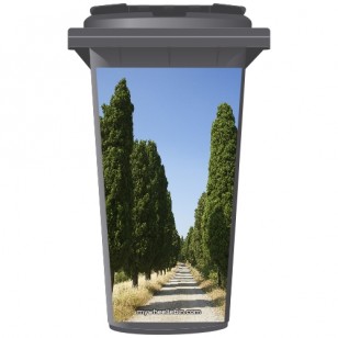 Trees Lining A Road Wheelie Bin Sticker Panel